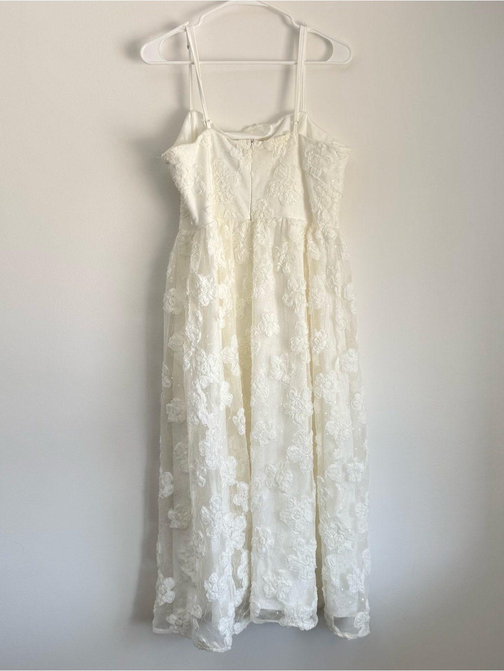 NWT Lulus Delightful Charisma White Embroidered Sequin Mesh Midi Dress Size XL - Picture 7 of 9